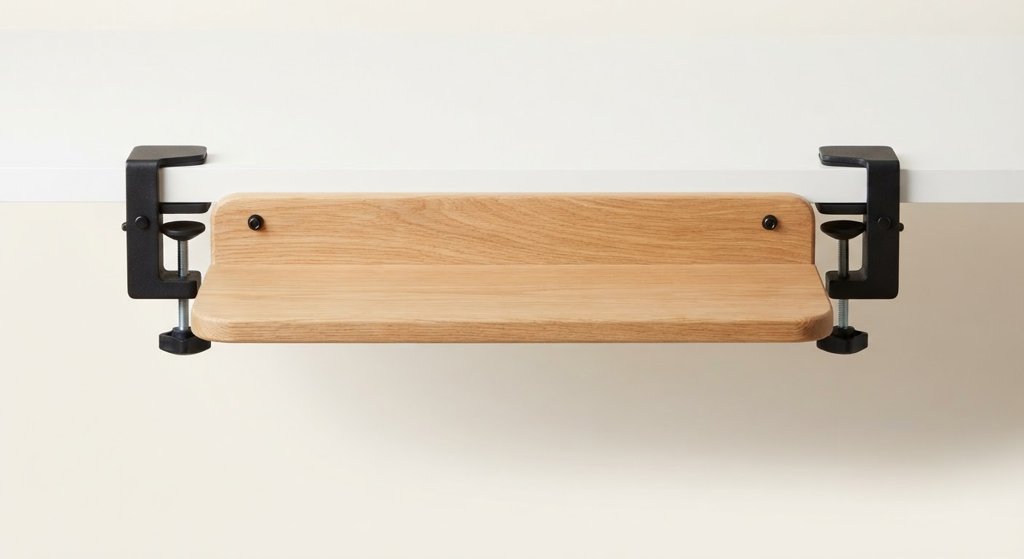 Oak Under-Desk Shelf